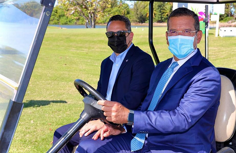 Durante la mañana de hoy, el gobernador de Puerto Rico Pedro Pierluisi, acompañado por el director ejecutivo designado de la Compañía de Turismo de Puerto Rico, Carlos Mercado, hizo un recorrido por el campo de golf donde se celebra este fin de semana la decimotercera edición del Puerto Rico Open. (Foto/Suministrada) 