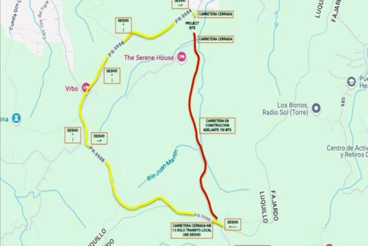 Mapa de desvío temporero. (Foto/Suministrada) 